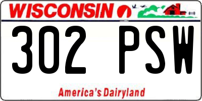 WI license plate 302PSW