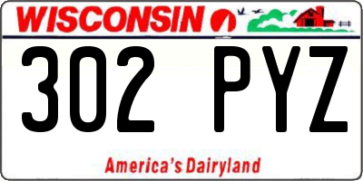 WI license plate 302PYZ