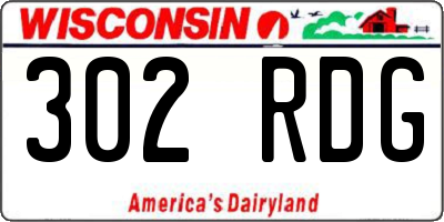 WI license plate 302RDG