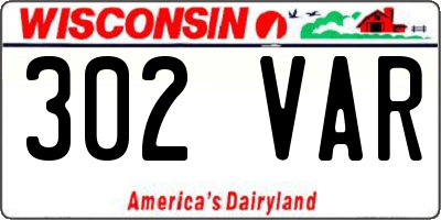 WI license plate 302VAR