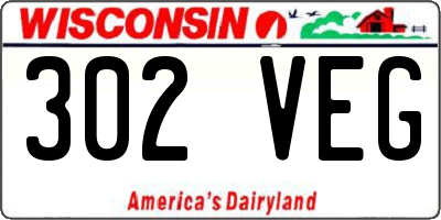 WI license plate 302VEG