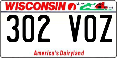 WI license plate 302VOZ