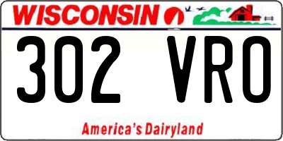 WI license plate 302VRO