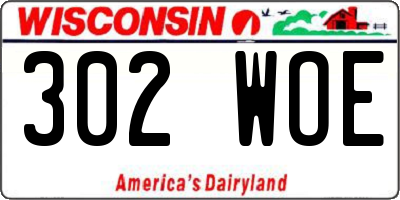 WI license plate 302WOE