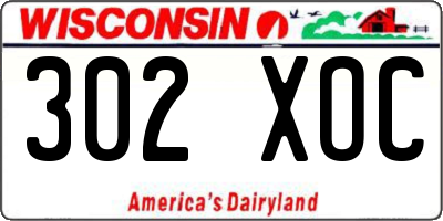 WI license plate 302XOC