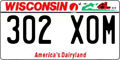 WI license plate 302XOM