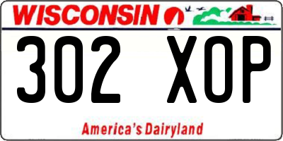WI license plate 302XOP