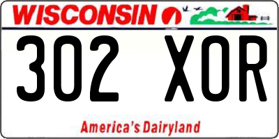 WI license plate 302XOR