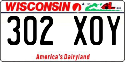 WI license plate 302XOY