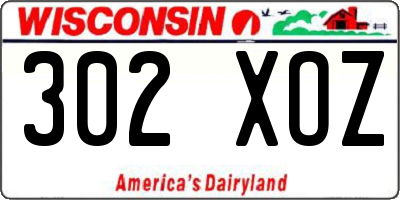 WI license plate 302XOZ
