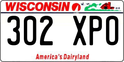 WI license plate 302XPO