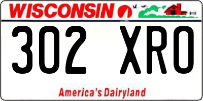 WI license plate 302XRO