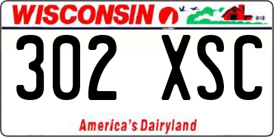 WI license plate 302XSC