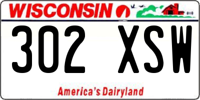 WI license plate 302XSW