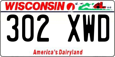 WI license plate 302XWD