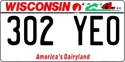 WI license plate 302YEO