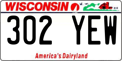 WI license plate 302YEW