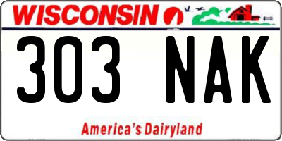 WI license plate 303NAK