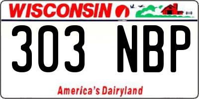 WI license plate 303NBP
