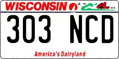 WI license plate 303NCD