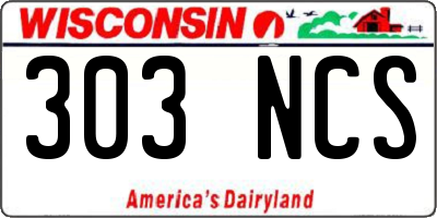 WI license plate 303NCS