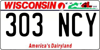 WI license plate 303NCY