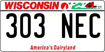 WI license plate 303NEC