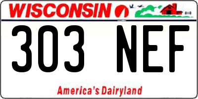 WI license plate 303NEF