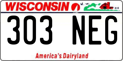 WI license plate 303NEG