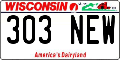WI license plate 303NEW