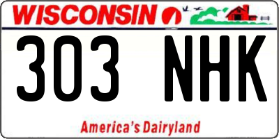 WI license plate 303NHK
