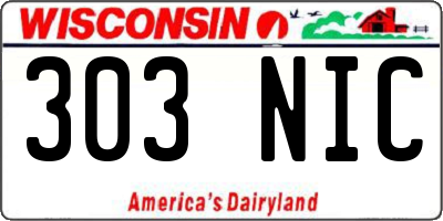 WI license plate 303NIC