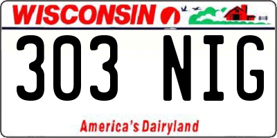 WI license plate 303NIG