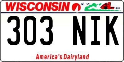 WI license plate 303NIK