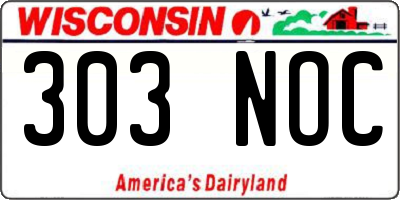 WI license plate 303NOC