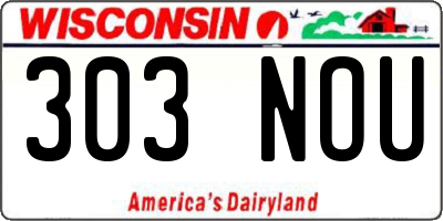 WI license plate 303NOU