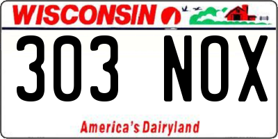 WI license plate 303NOX