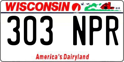 WI license plate 303NPR