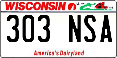 WI license plate 303NSA