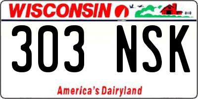 WI license plate 303NSK