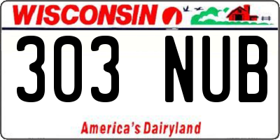 WI license plate 303NUB