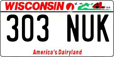 WI license plate 303NUK