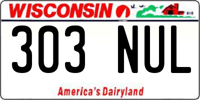 WI license plate 303NUL