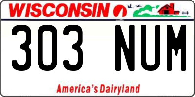 WI license plate 303NUM