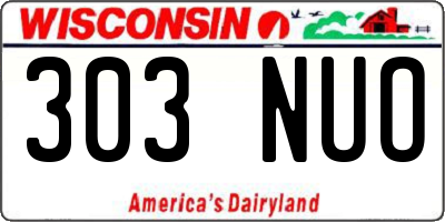 WI license plate 303NUO