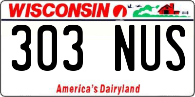 WI license plate 303NUS