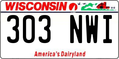 WI license plate 303NWI