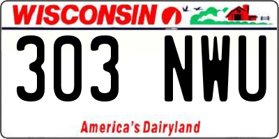 WI license plate 303NWU