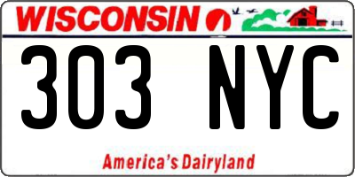 WI license plate 303NYC