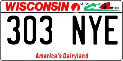 WI license plate 303NYE
